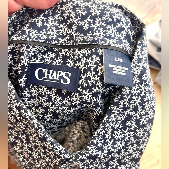 Chaps, Men's Blue Patterned Casual Shirt,Contemporary,Excellent Condition,Size L - Picture 3 of 9